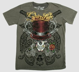 Shiroi Neko Mens t -shirt- Skull with Hat and Gun